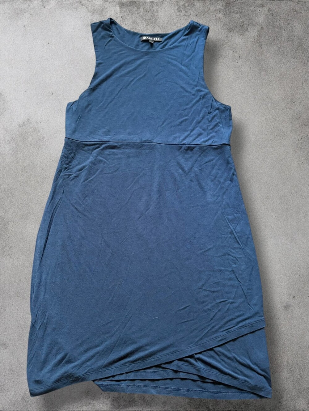 Athleta Santorini Thera Dress Crew Large Empire Waist Tulip Assymetrical Hem